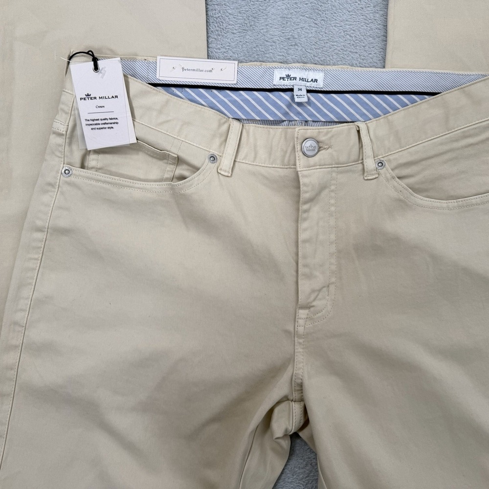 NWT Peter Millar Crown Ultimate Sateen Pants Mens 34x33 Beige Modal Stretch Golf